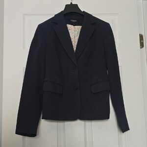 Express Women's Dark Navy Blue Blazer Floral Lined Size 1/2